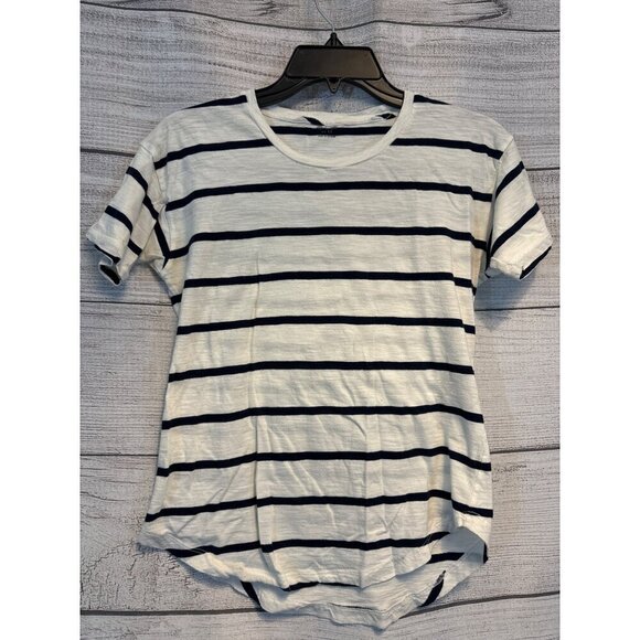 Madewell Navy and White Striped Crewneck Tee Size XS - Picture 1 of 3